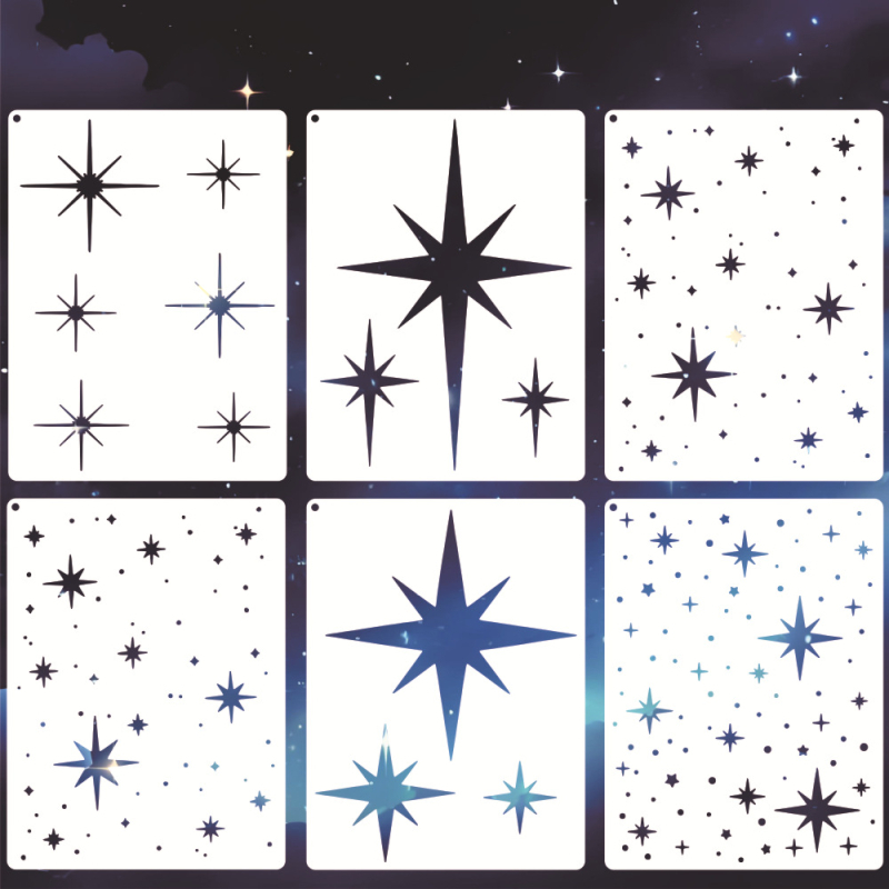Set de șabloane de pictură cu model stea — șabloane goale din PET plastic pentru pereți