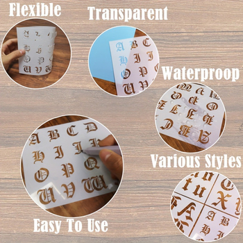 Amb289 PET Șablon gotic pentru litere și cifre în alfabetul englez, decupat pentru imprimare Inkjet; Cod: Amb289; Material: PET; Importat: Nu; Autorizarea IP: Nu