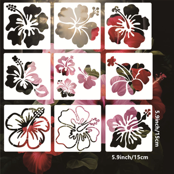 Șablon de pictură cu hibiscus decupat – dh339, Material PET, Brand Other, IP autorizare: Nu, Importat: Nu