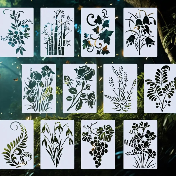 DIY template pentru perete pentru pictură cu motiv de frunză — Material PET, decor de perete, Nu pentru import, Fără licență IP