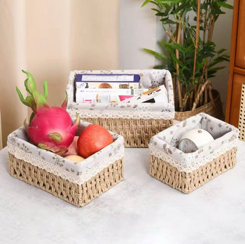 Pleteni spremnik za pohranu s poklopom, 18 L, papirnati uža i bojani željezni okvir, prugasti uzorak, moderni minimalistički stil