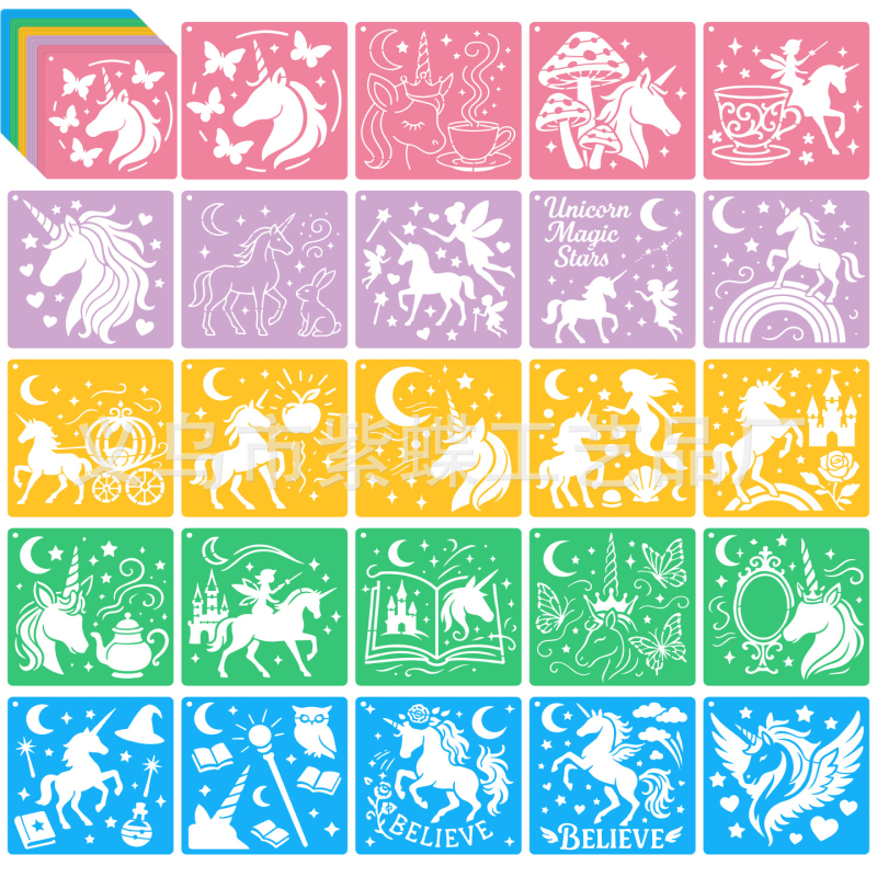 Șablon graffiti DIY pentru copii – Seria de Crăciun, șablon perforat pentru pictură, PET material