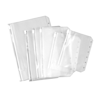 Mapă de documente din PVC mat cu fermoar pentru jurnal de călătorie, 6 găuri, depozitare foi loose-leaf, dimensiuni A5/A6/A7