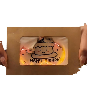 Felicitare DIY pentru ziua de naștere, realizată manual, cu plic inclus, design în flacară