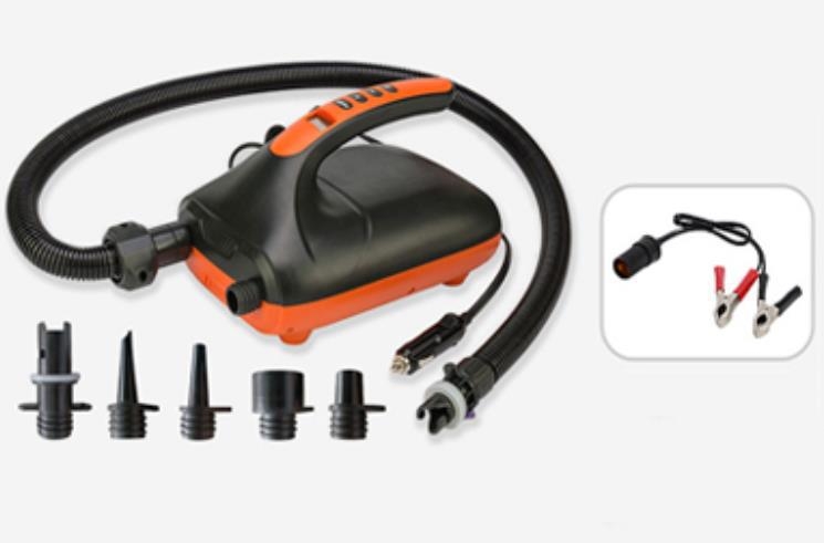Elektromos levegőpumpa SUP deszkákhoz HT-782; alkalmas felfújható SUP deszkákhoz; nyomás 20 PSI; súly 1,92 kg