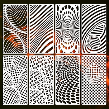 Geometrijski mandala šablon za DIY umjetnost pločica, PET plast, nepravilan dizajn, za sprej bojanje pločica
