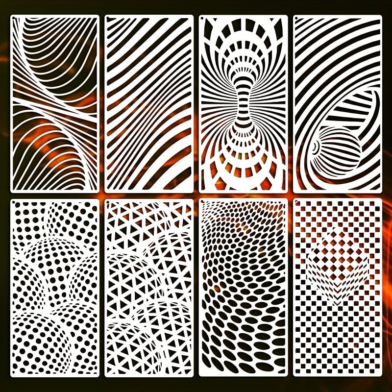 Geometrijski mandala šablon za DIY umjetnost pločica, PET plast, nepravilan dizajn, za sprej bojanje pločica