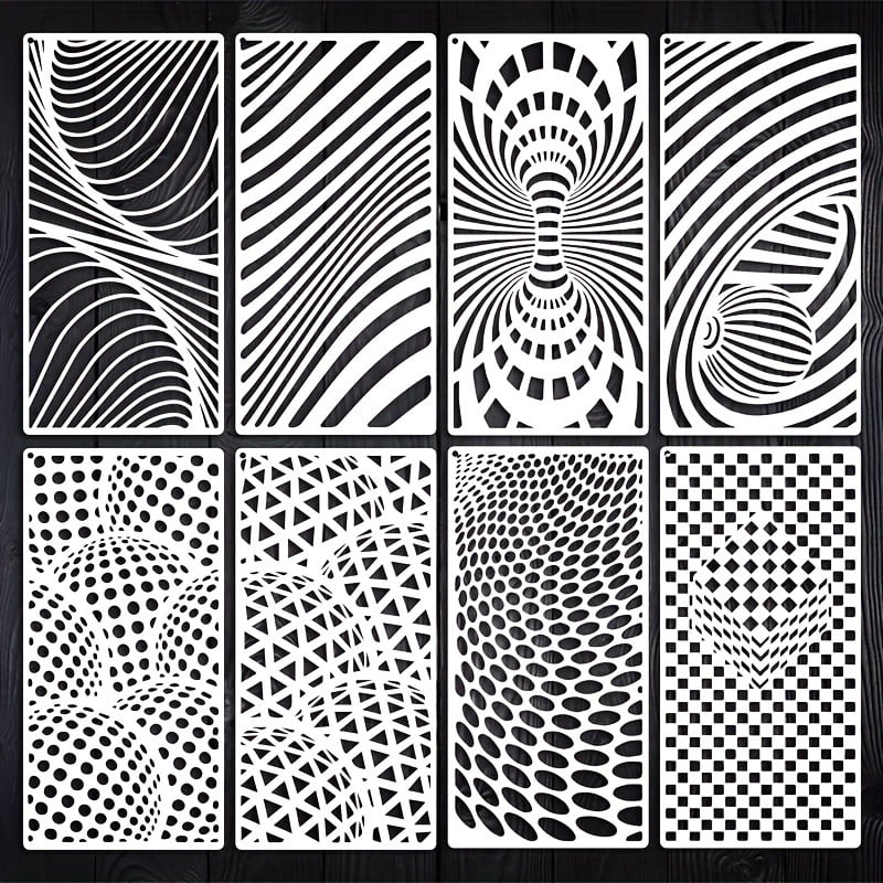 Geometrijski mandala šablon za DIY umjetnost pločica, PET plast, nepravilan dizajn, za sprej bojanje pločica