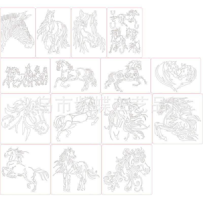 Șablon DIY pentru pictură cu cal în galop, PET, pentru graffiti pe perete