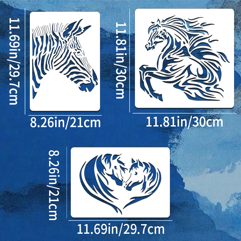 Șablon DIY pentru pictură cu cal în galop, PET, pentru graffiti pe perete