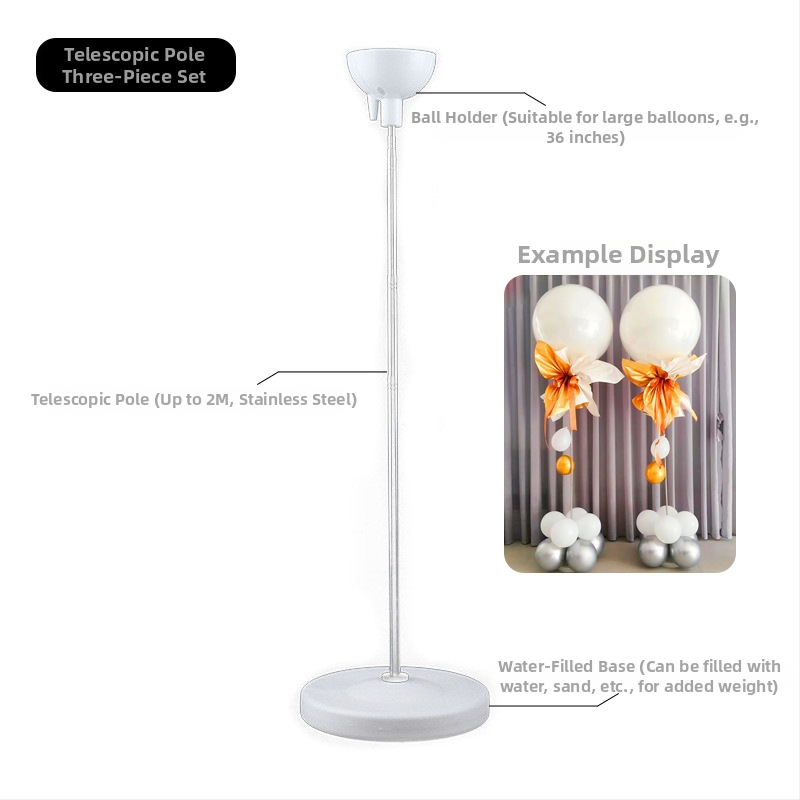 Stativ balon coloană cu tijă telescopic – plastic și oțel inoxidabil; potrivit pentru scene interioare și exterioare; pentru evenimente sportive; Milai