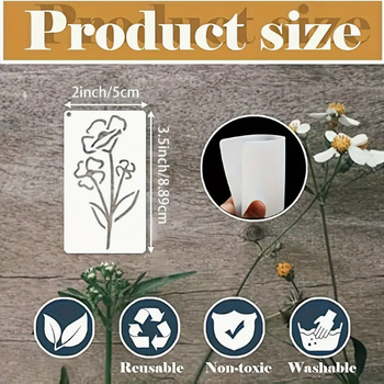 Șablon DIY pentru artă murală decupată - seria Flori și Iarbă, material PET, neimportat, fără autorizare IP