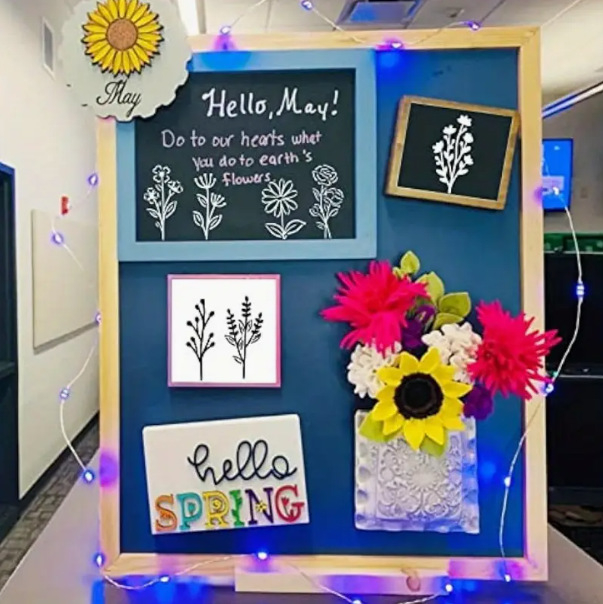 Șablon DIY pentru artă murală decupată - seria Flori și Iarbă, material PET, neimportat, fără autorizare IP