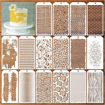 DIY Șablon Temă, 16 bucăți textură în carouri, tăiere geometrică cu decupaje, reutilizabil, Material: PTE