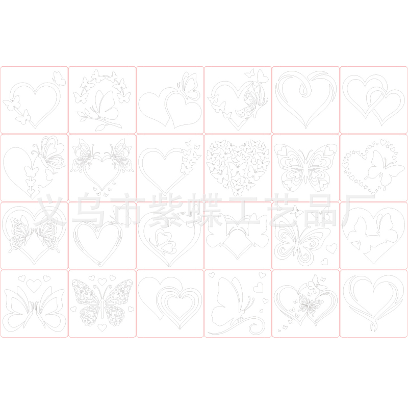 Șablon de desen din PET SJX-182 pentru trasare și pictură, temă Ziua Îndrăgostiților