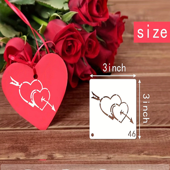 60 Șabloane de pictură cu inimă decupată — PET material