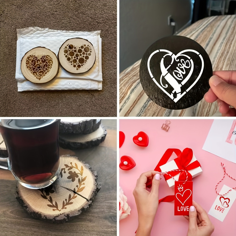 60 Șabloane de pictură cu inimă decupată — PET material