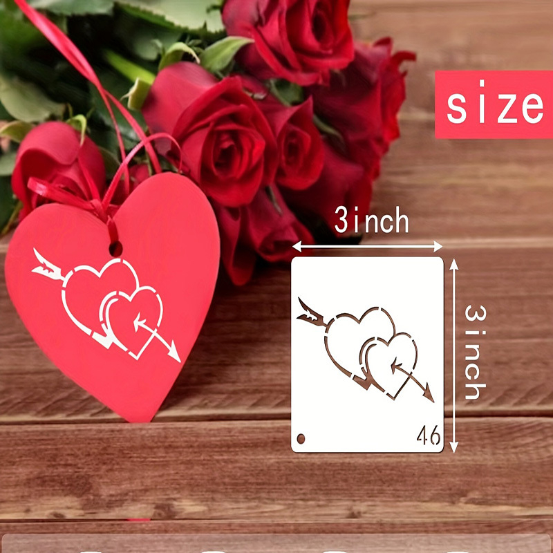 60 Șabloane de pictură cu inimă decupată — PET material