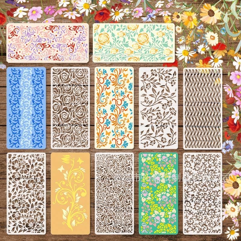 Șablon pentru pictură pe torturi – Model roz rulă – Material PET – Brand Deepen – Șablon DIY transparent floral