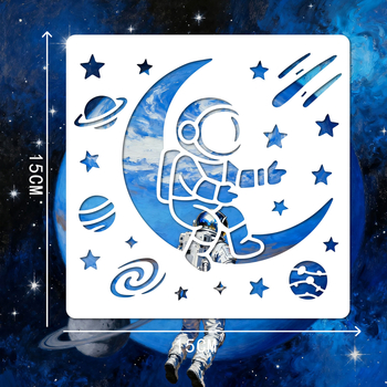 Șablon pentru pictură pe perete – astronaut spațial, DIY, PET, SJX-122, Yiwu City Purple Butterfly Crafts Factory