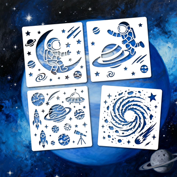 Șablon pentru pictură pe perete – astronaut spațial, DIY, PET, SJX-122, Yiwu City Purple Butterfly Crafts Factory