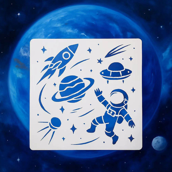 Șablon pentru pictură pe perete – astronaut spațial, DIY, PET, SJX-122, Yiwu City Purple Butterfly Crafts Factory