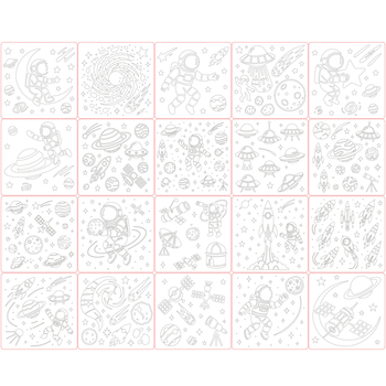 Șablon pentru pictură pe perete – astronaut spațial, DIY, PET, SJX-122, Yiwu City Purple Butterfly Crafts Factory