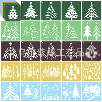 Tablă DIY pentru graffiti pentru copii cu șablon perforat al pădurii de Crăciun — PET material; Brand Yiwu Purple Butterfly Arts and Crafts Factory