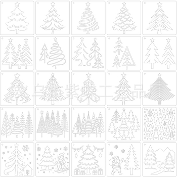 Tablă DIY pentru graffiti pentru copii cu șablon perforat al pădurii de Crăciun — PET material; Brand Yiwu Purple Butterfly Arts and Crafts Factory