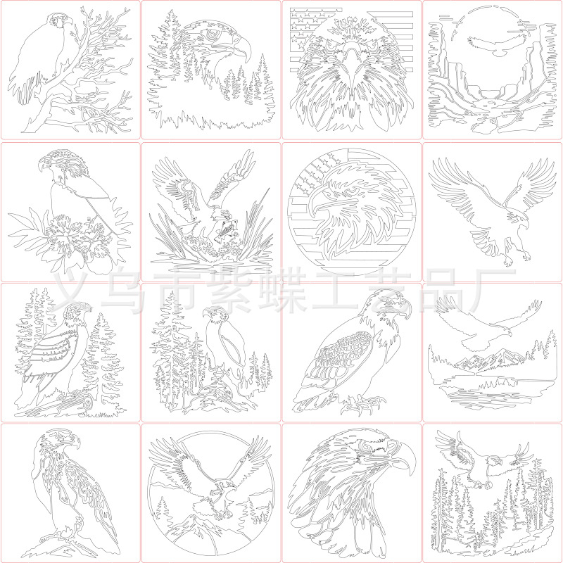 Șablon de desen cu siluete de animale, export internațional, PET, cod A1102, brand Yiwu City Purple Butterfly Crafts Factory