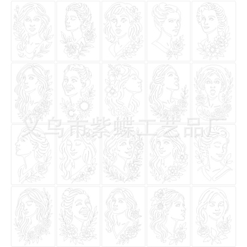 Șablon DIY portret PET – Șablon gol pentru pictură estetică a portretului, Brand Yiwu Purple Butterfly Arts and Crafts Factory, en gros