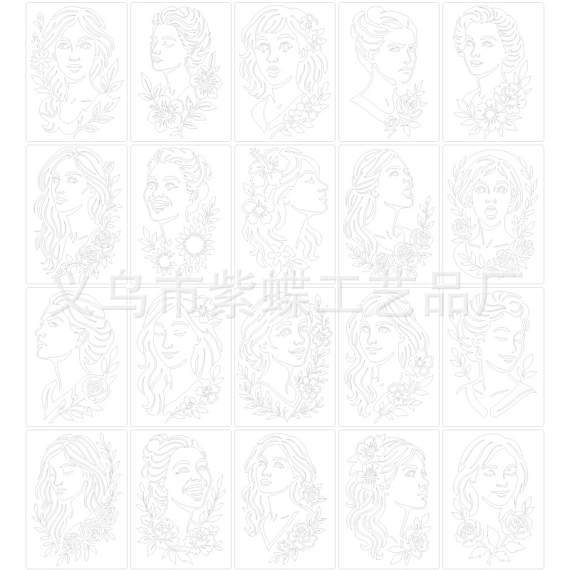 Șablon DIY portret PET – Șablon gol pentru pictură estetică a portretului, Brand Yiwu Purple Butterfly Arts and Crafts Factory, en gros