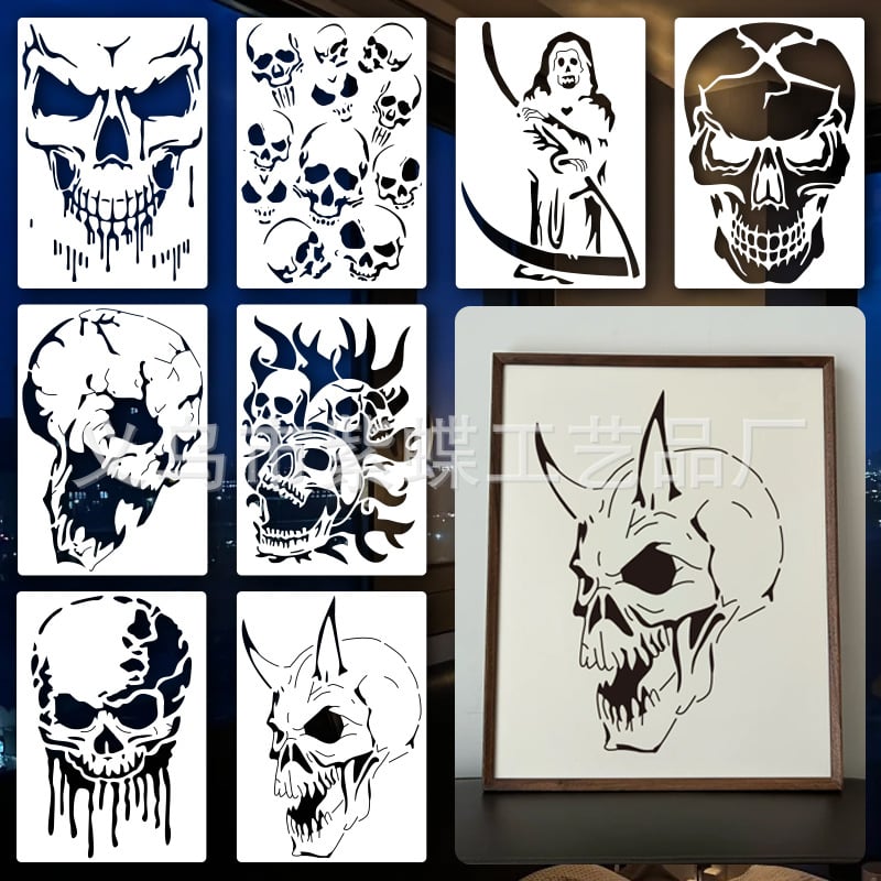 Șablon DIY pentru pictură pe craniu, material PET, marcă Purple Butterfly, fără autorizare IP