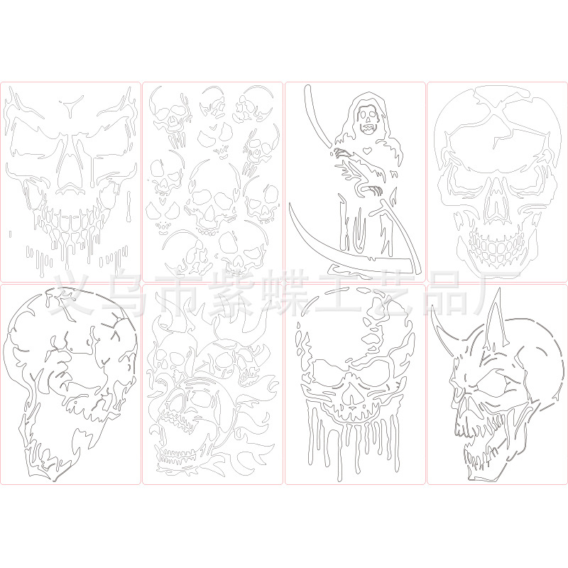 Șablon DIY pentru pictură pe craniu, material PET, marcă Purple Butterfly, fără autorizare IP