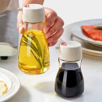 Sticlă din sticlă pentru sos de soia și oțet, etanșă, control al vărsărilor, potrivită pentru mese, snack baruri și bucătării