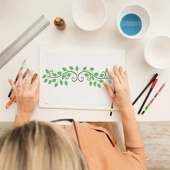 Șablon DIY pentru pictură cu decupaje, serie Viță de vie, 12 bucăți, PET material, reutilizabil