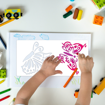 Șablon de pictură pentru copii - fluture, decor DIY pentru pereți și mobilier (Brand: OWKJASW; Material: PET; Importat: Nu; IP autorizat: Nu)