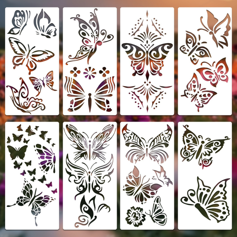 Șablon de pictură pentru copii - fluture, decor DIY pentru pereți și mobilier (Brand: OWKJASW; Material: PET; Importat: Nu; IP autorizat: Nu)