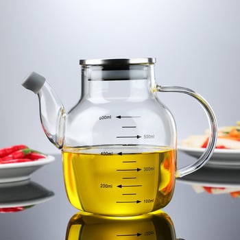 Recipient de ulei din sticlă cu marcaje de măsurare, stil premium, lux ușor, imprimare logo disponibil