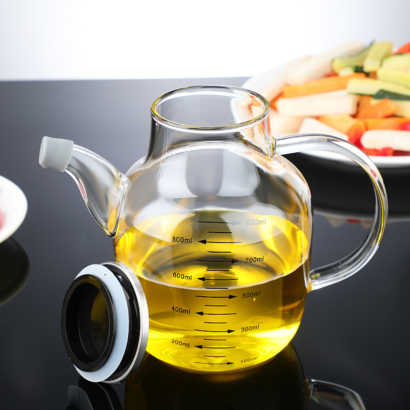 Recipient de ulei din sticlă cu marcaje de măsurare, stil premium, lux ușor, imprimare logo disponibil