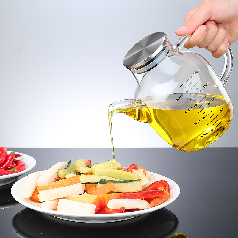 Recipient de ulei din sticlă cu marcaje de măsurare, stil premium, lux ușor, imprimare logo disponibil