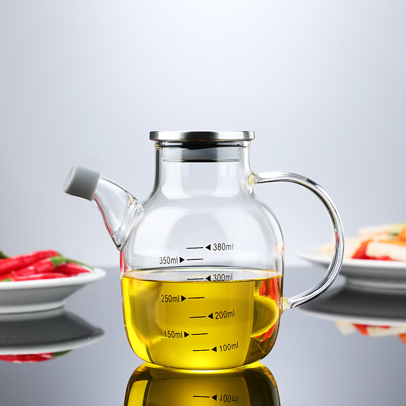 Recipient de ulei din sticlă cu marcaje de măsurare, stil premium, lux ușor, imprimare logo disponibil