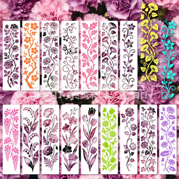 Șablon floral pentru mandală - Purple Butterfly SJX-171, material PET, sursă de export transfrontalieră