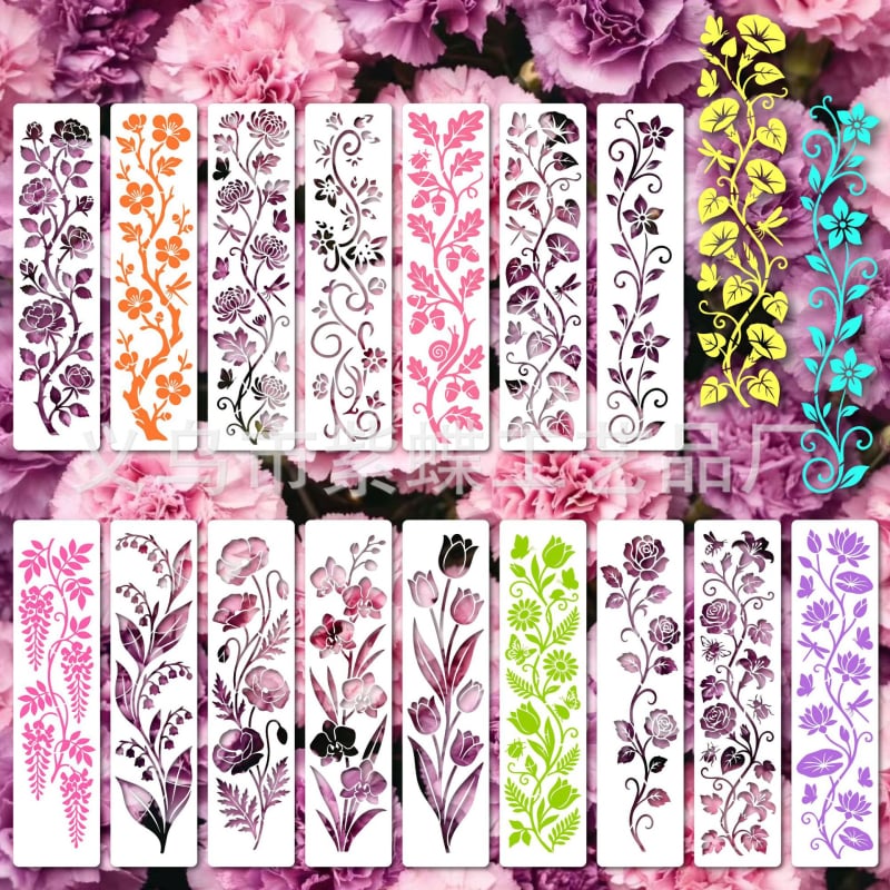 Șablon floral pentru mandală - Purple Butterfly SJX-171, material PET, sursă de export transfrontalieră