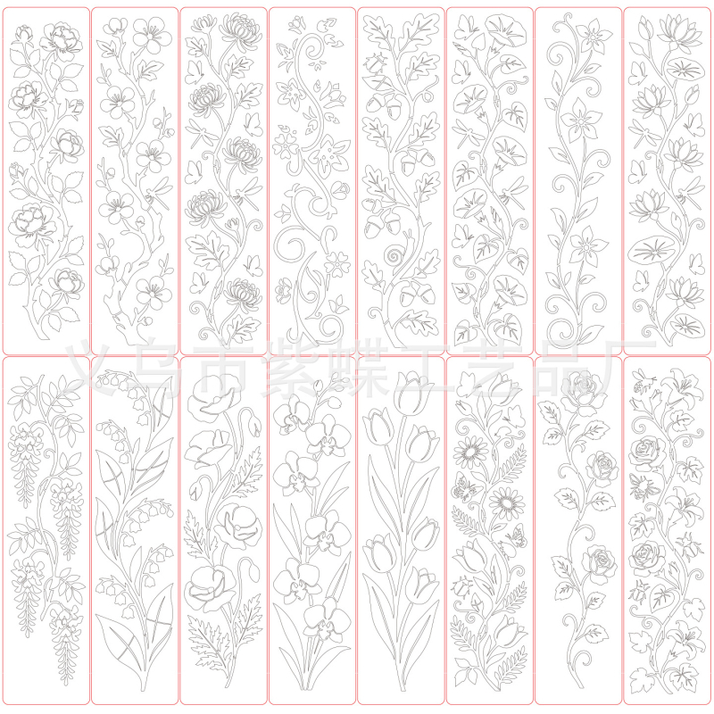 Șablon floral pentru mandală - Purple Butterfly SJX-171, material PET, sursă de export transfrontalieră