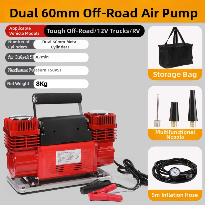 Αντλία αέρα αυτοκινήτου για SUV με διπλό κύλινδρο, 12V, πάνω από 280W, 70 L/λεπτό, εξαιρετικά γρήγορη πλήρωση
