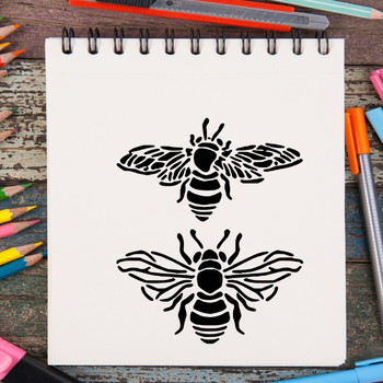 Șablon de pictură cu decupaj în formă de albină pentru decor de perete, placă de desen din PET