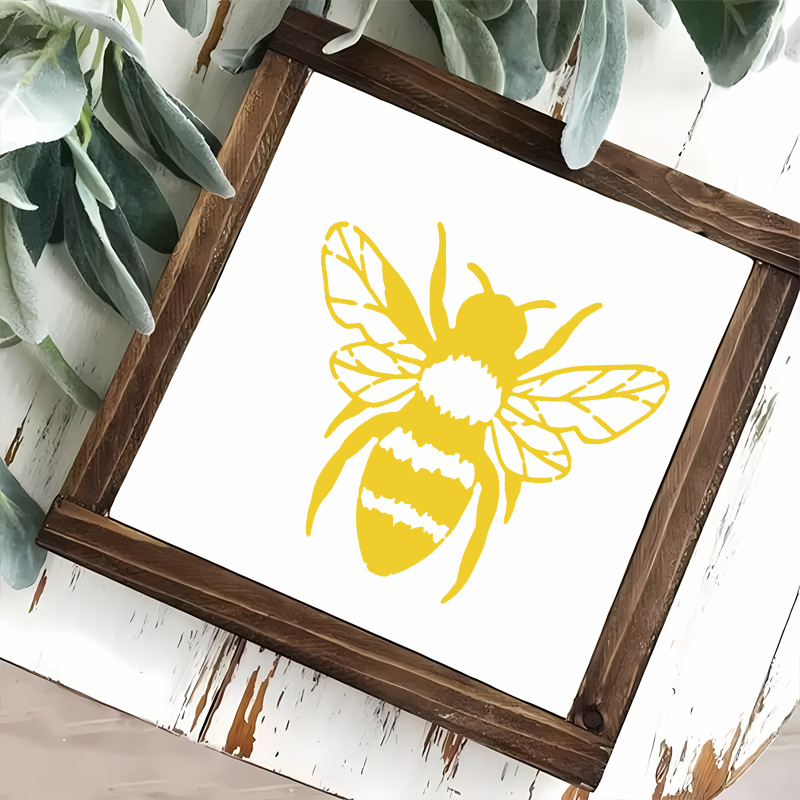 Șablon de pictură cu decupaj în formă de albină pentru decor de perete, placă de desen din PET
