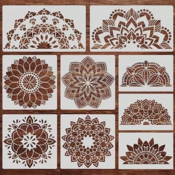 Kit șablon și matriță plastică pentru pictură mandala, decor DIY pe pereți și pietre (PET)