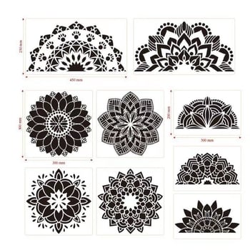 Kit șablon și matriță plastică pentru pictură mandala, decor DIY pe pereți și pietre (PET)